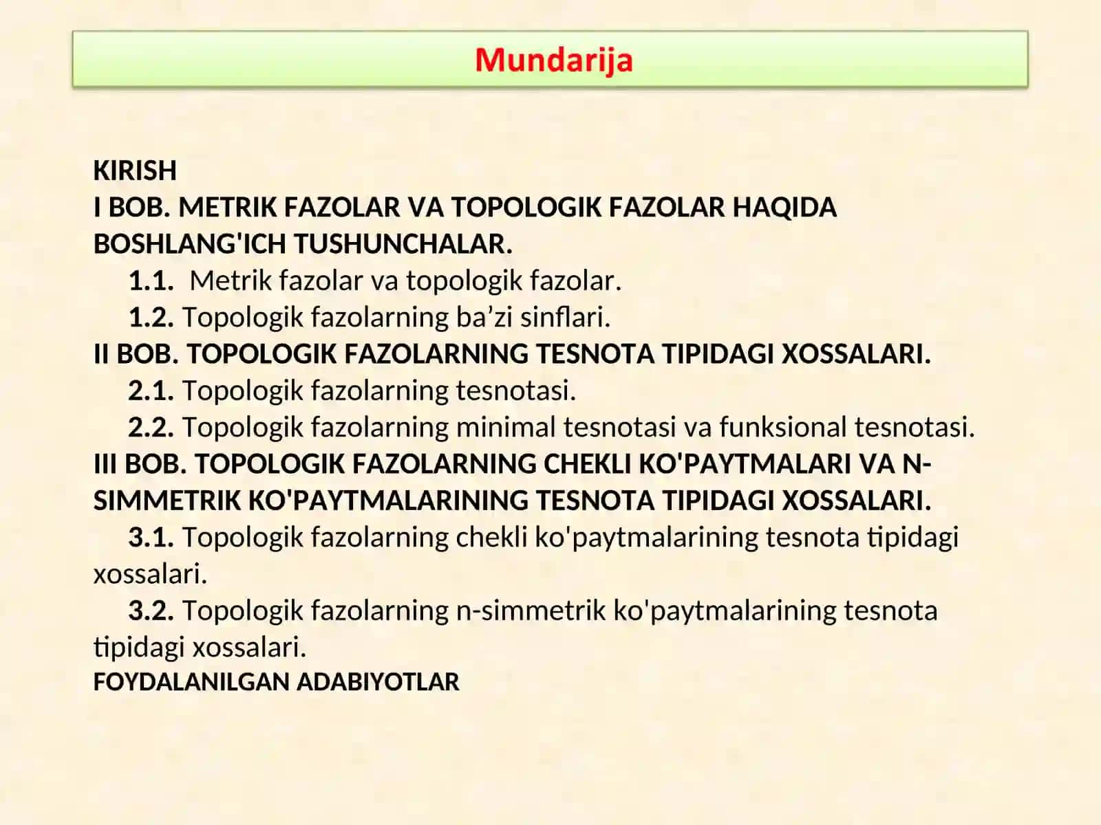 TOPOLOGIK FAZOLARNING TESNOTA TIPIDAGI XOSSALARI 2