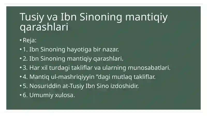 Ibn Sinoning mantiqiy qarashlari 2