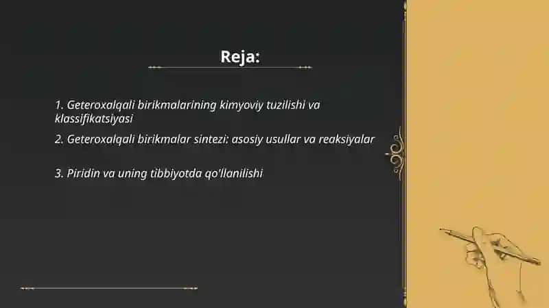 Geteroxalqali birikmalar va ularni tibbiyotda qo'llanilishi 2