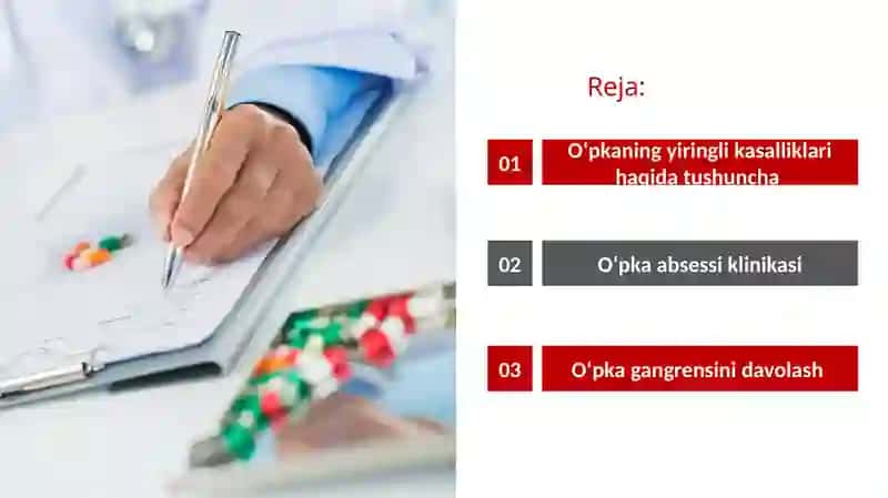 Oʻpkaning yiringlik asalliklari (absess, gangrena) 2