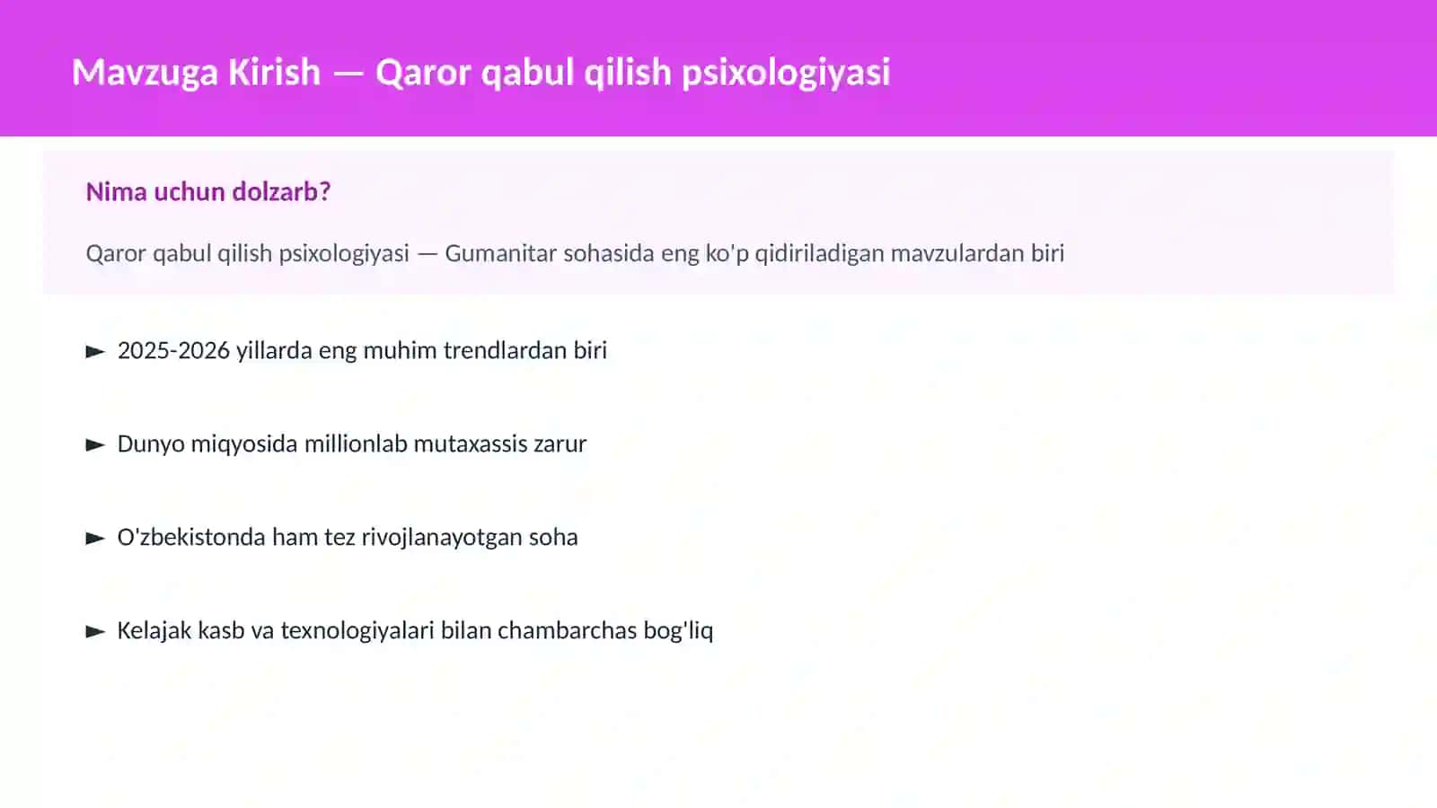 Qaror qabul qilish psixologiyasi 2