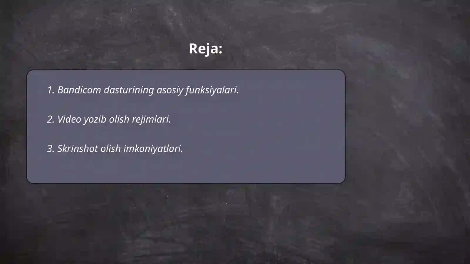 Bandicam dasturi va uning imkoniyatlari 2