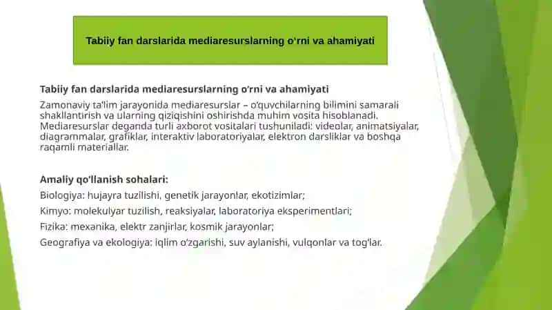 Tabiiy fan darslarida media resurslarining o‘rni va ahamiyati 2