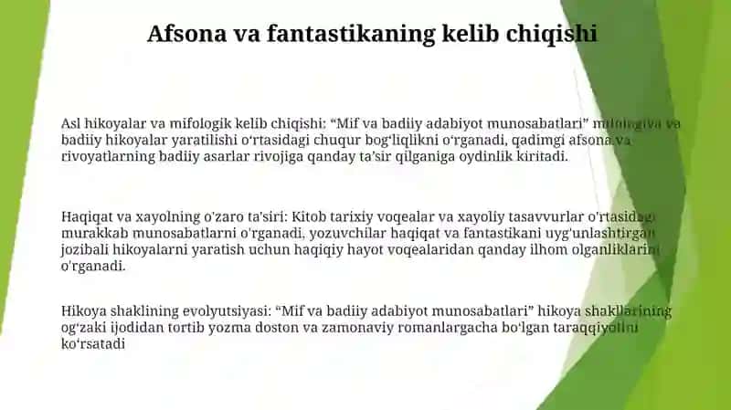 Mif Va Badiiy Adabiyot Munosabatlari 2