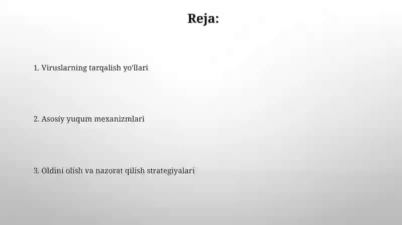 Viruslarning yuqish yo’llarini o’rganish 2