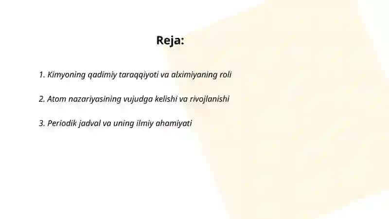 Kimyo fani taraqqiyoti 2