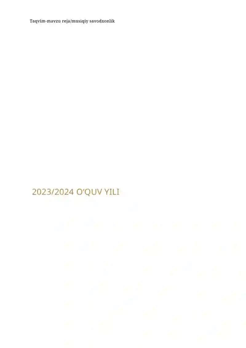 Musiqiy savodxonlik 2-sinf taqvim-mavzu reja 2