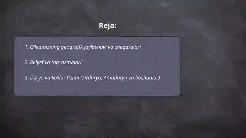 Oʻlkamiz geografiyasi 2