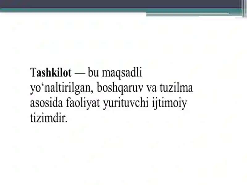 Tashkilotlar va ularni boshqarish 2
