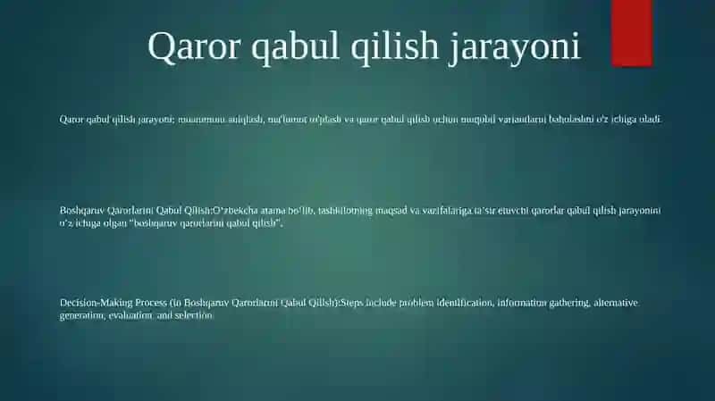 Boshqaruv Qarorlarini Qabul Qilish 2