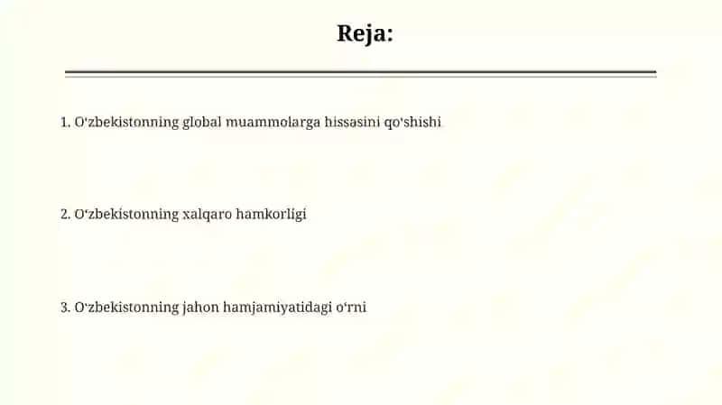 Oʻzbekiston va jahon hamjamiyati 2