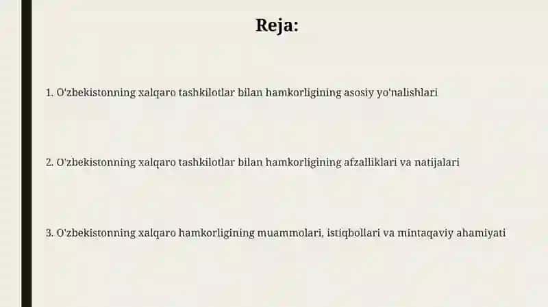 Ózbekistonning xalqaro tashkilotlar bilan hamkorlik aloqalari 2
