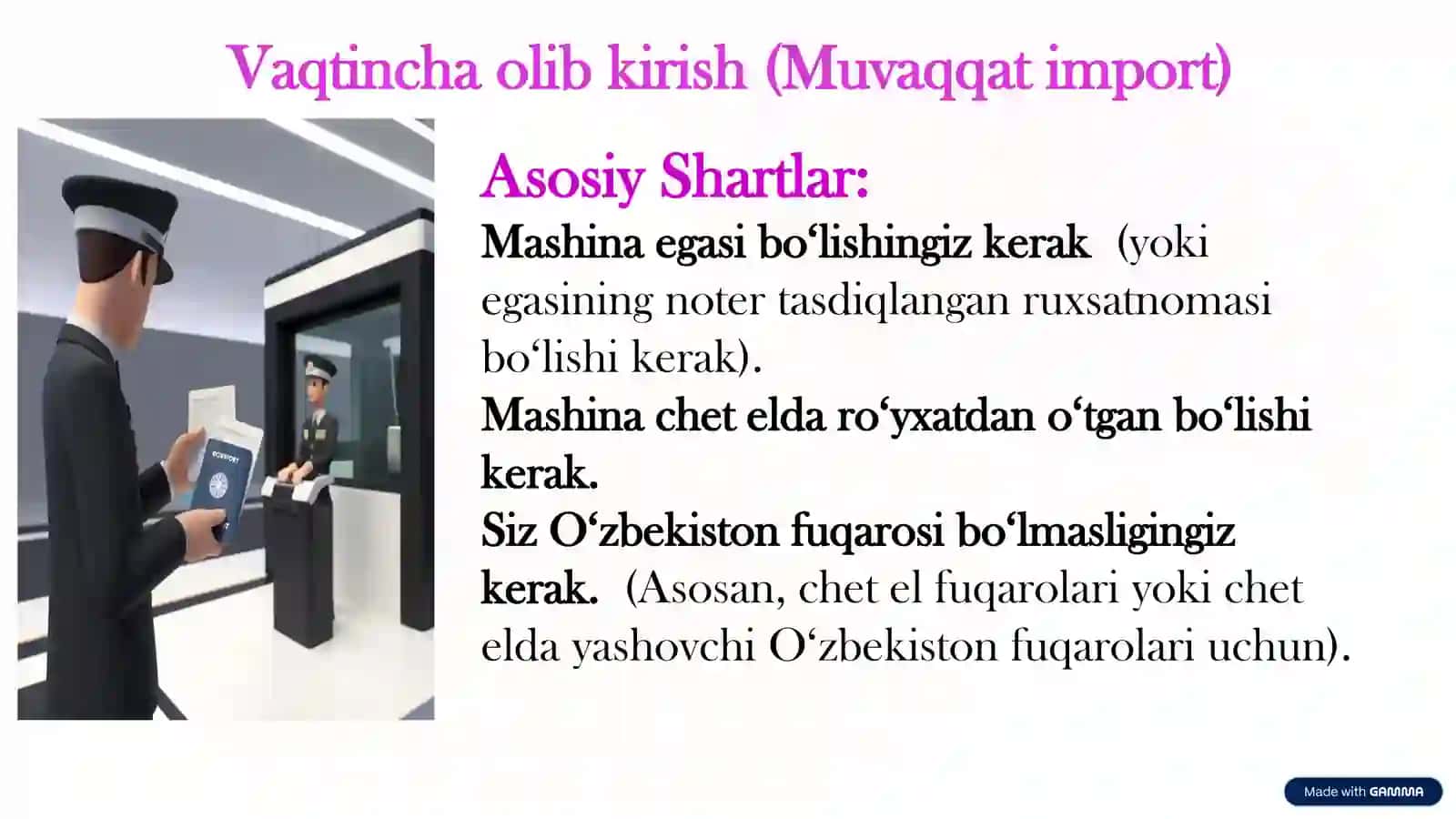 Transport vositalarini olib oʻtish 2