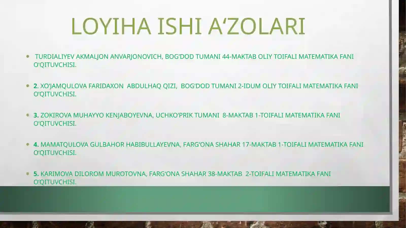 Hosilavauning Qo‘llanilishi Loyiha taqdimoti 2
