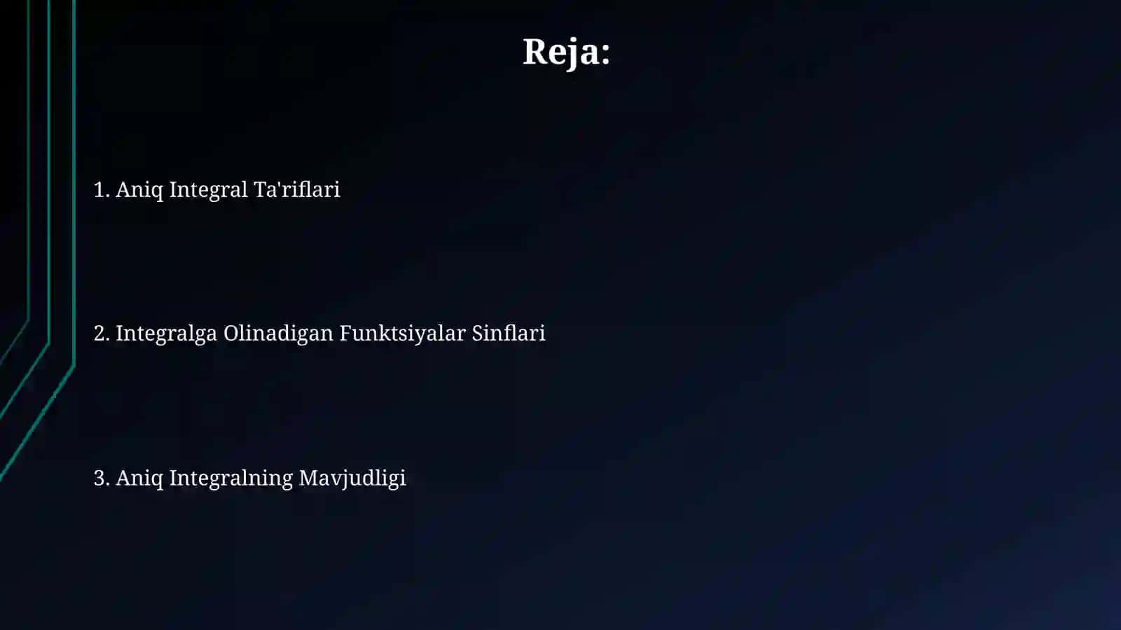 Aniq Integral Ta'riflari 2