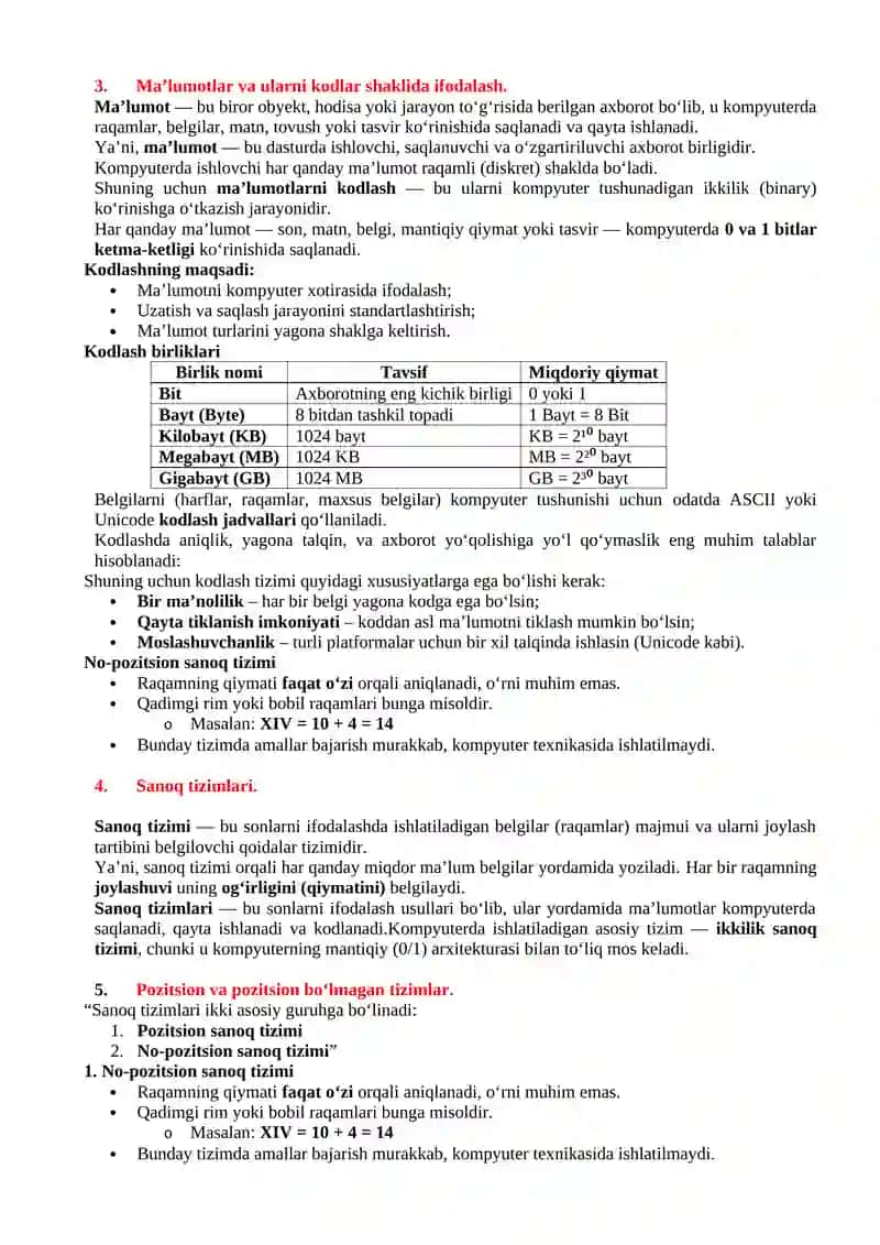 Dasturlash tillarining umumiy xarakteristikasi. 2
