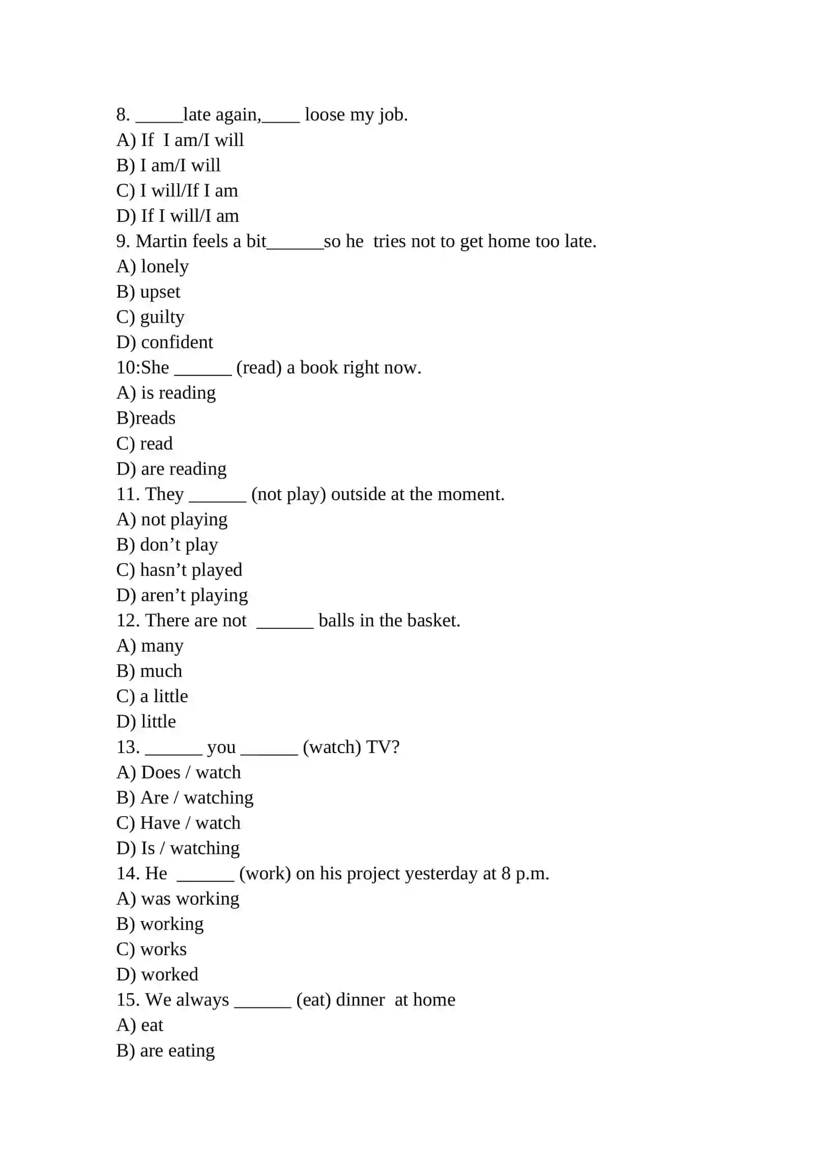Mid-term exam questions on subject “ English".Test-1 2