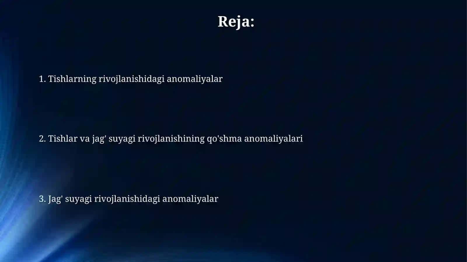 Jag'larning joylashishi bo'yicha anomaliyalar 2
