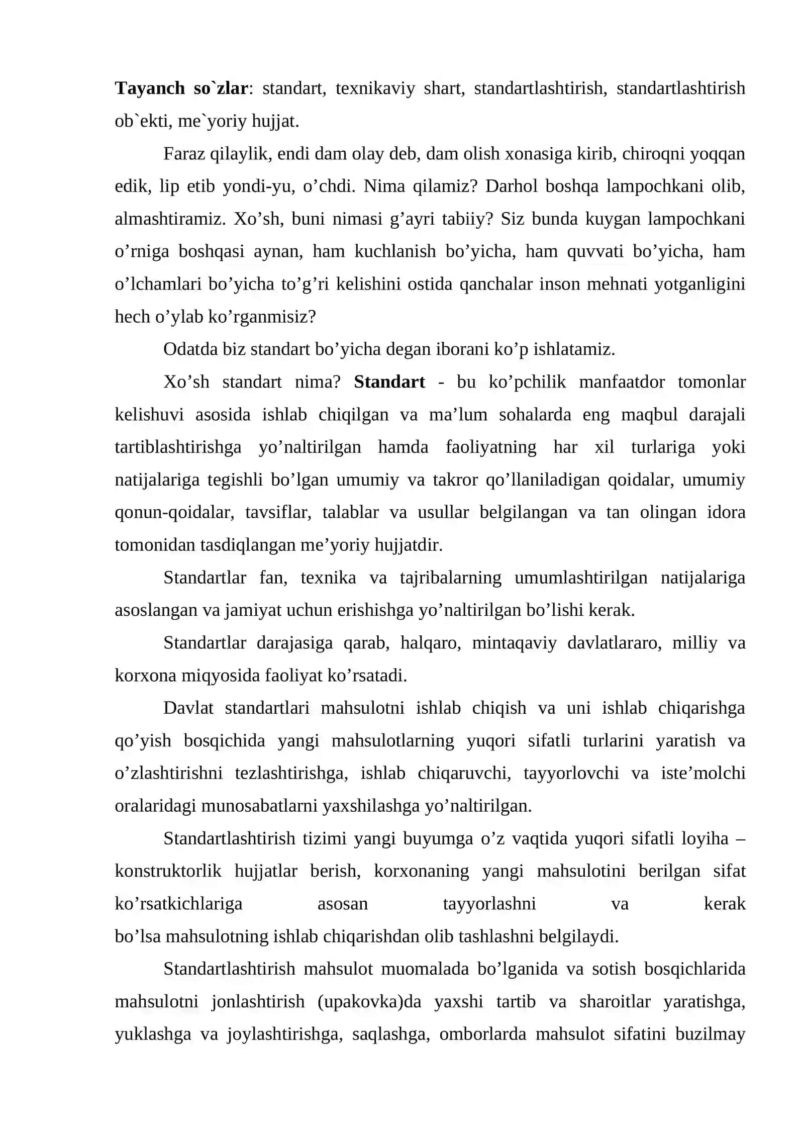 Standartlashtirishning maqsad va vazifalari 2