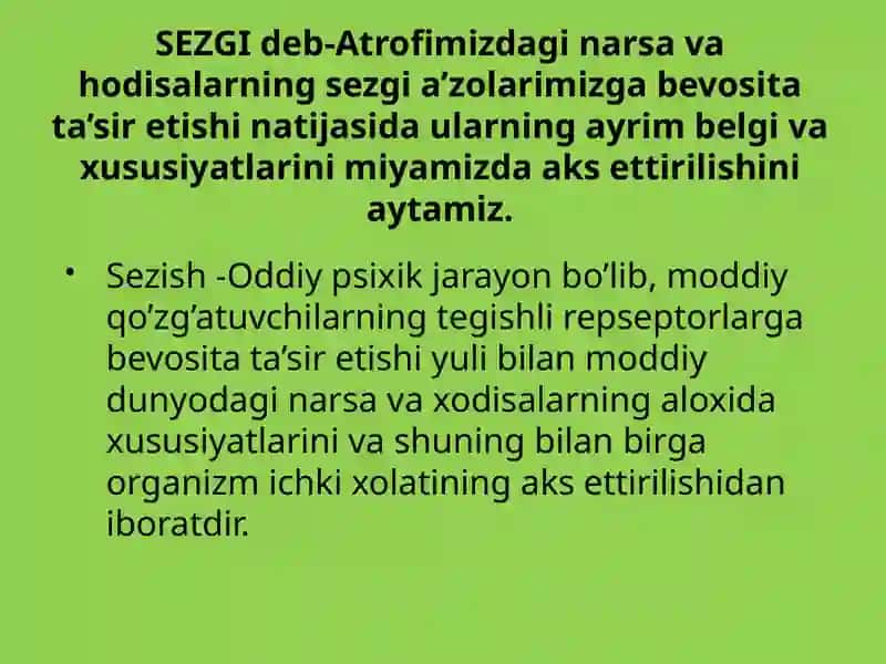Sezgivaidrokning umumiy tushunchalari 2