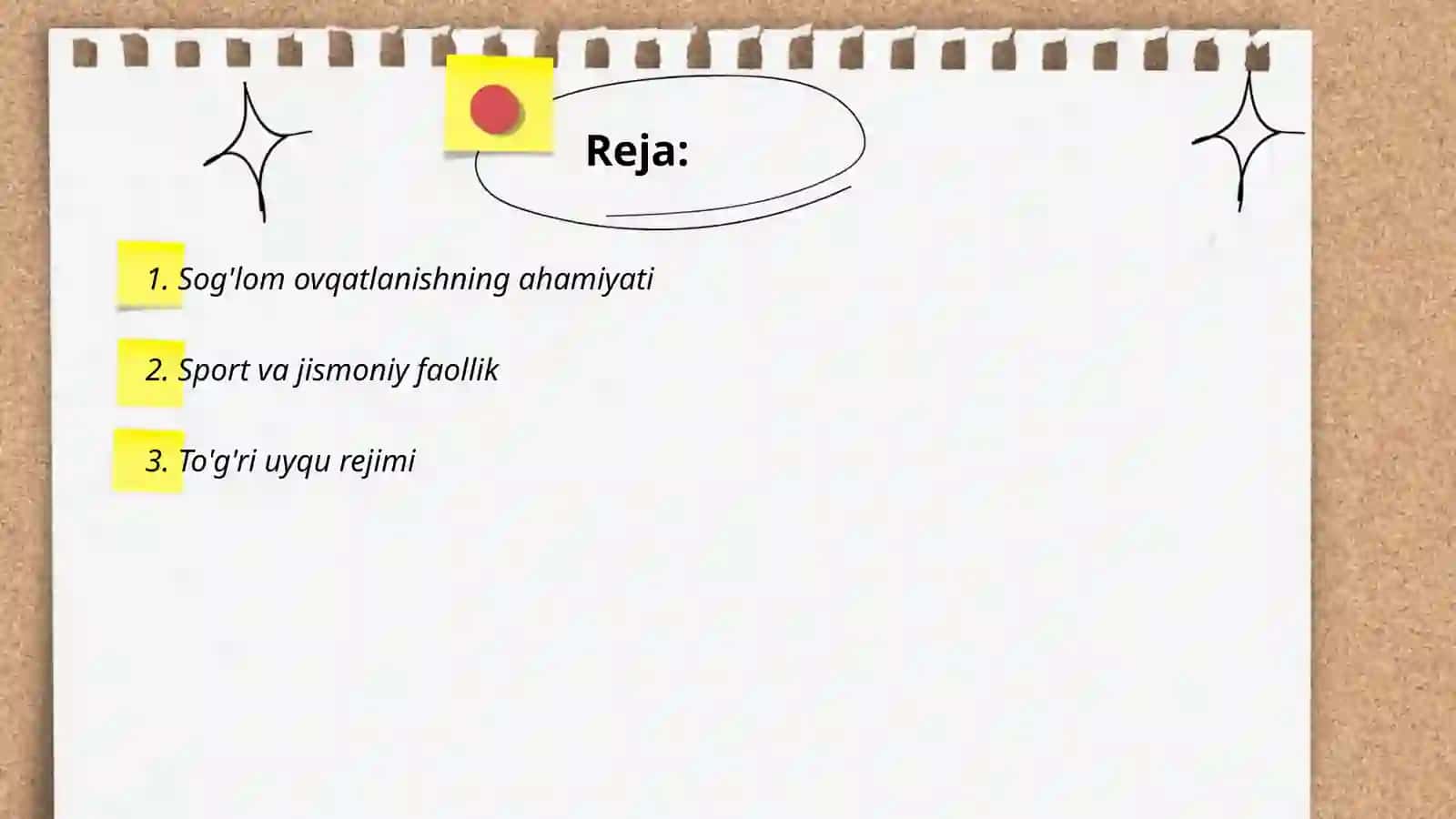'Healthy life style' mavzusida 7 sinflar uchun taqdimot 2