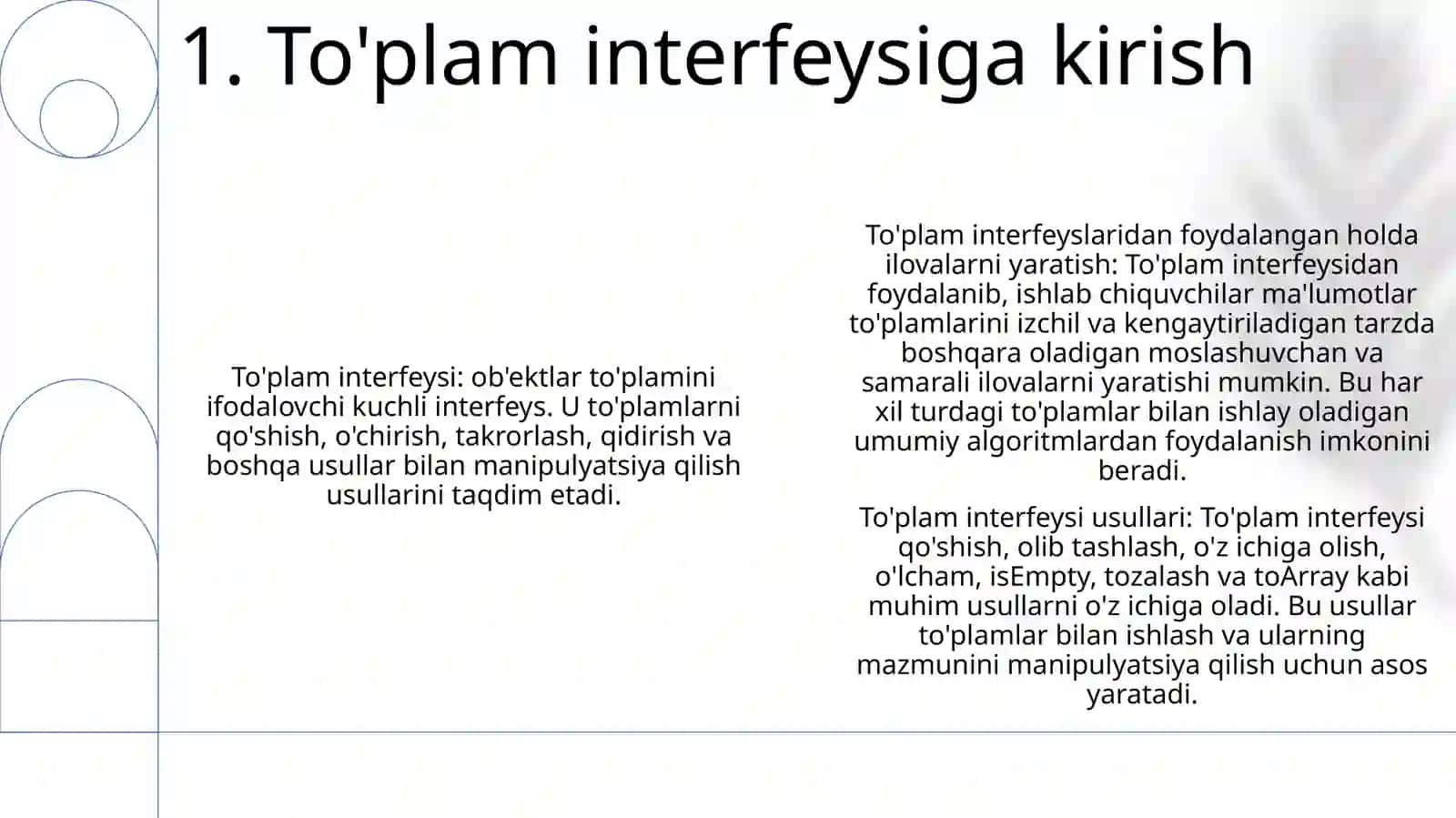 Collection Interfeysdan Foydalanib Dasturlar Tuzish 2