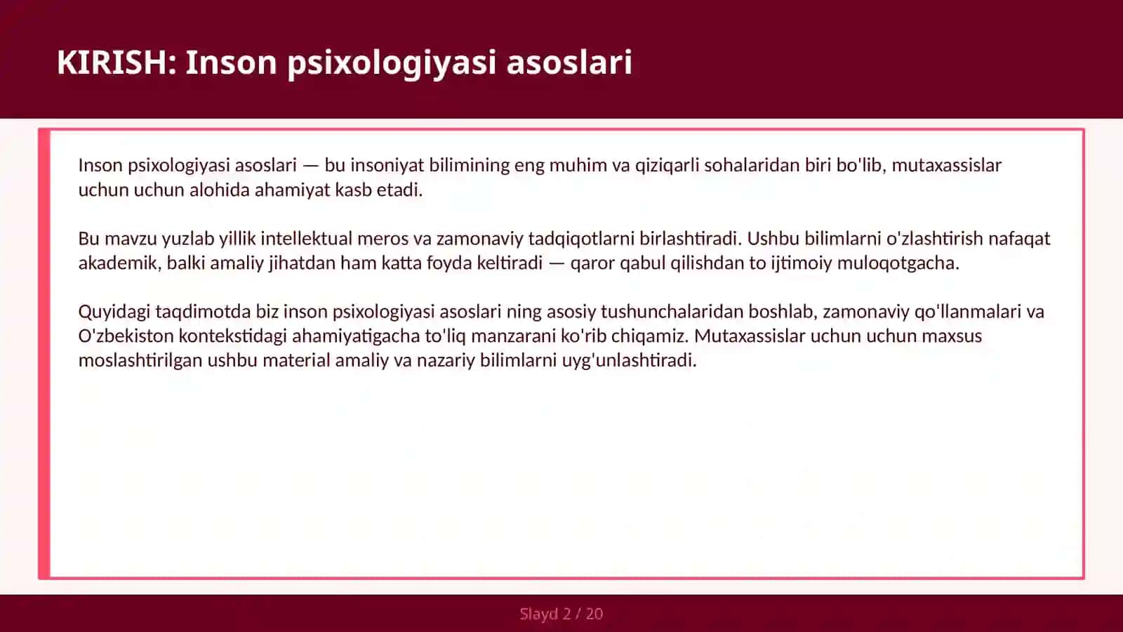 INSON PSIXOLOGIYASI ASOSLARI 2