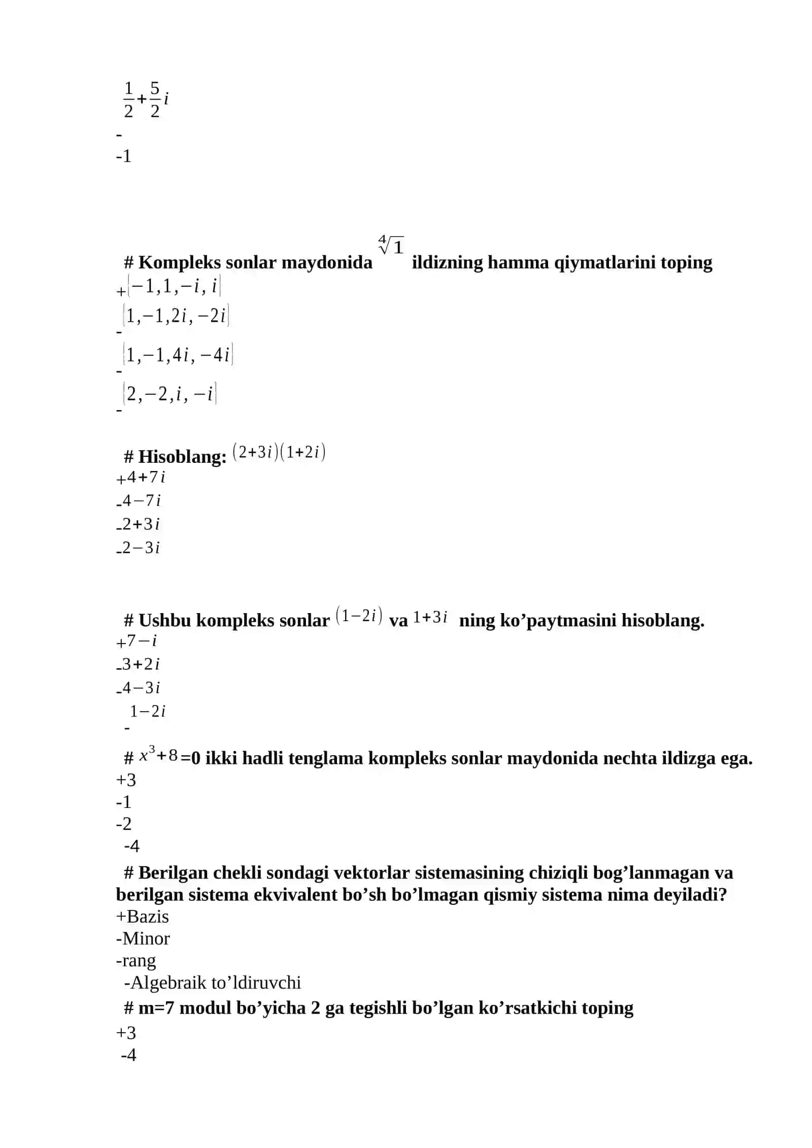 4-KURS DAK UCHUN ASN DAN TEST SAVOLLARI 2