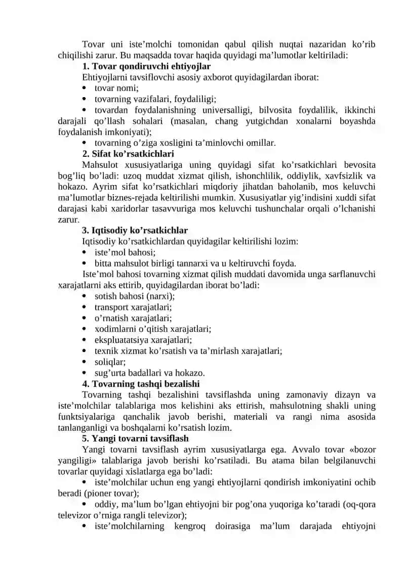 Korxona mahsulotini tavsiflash 2