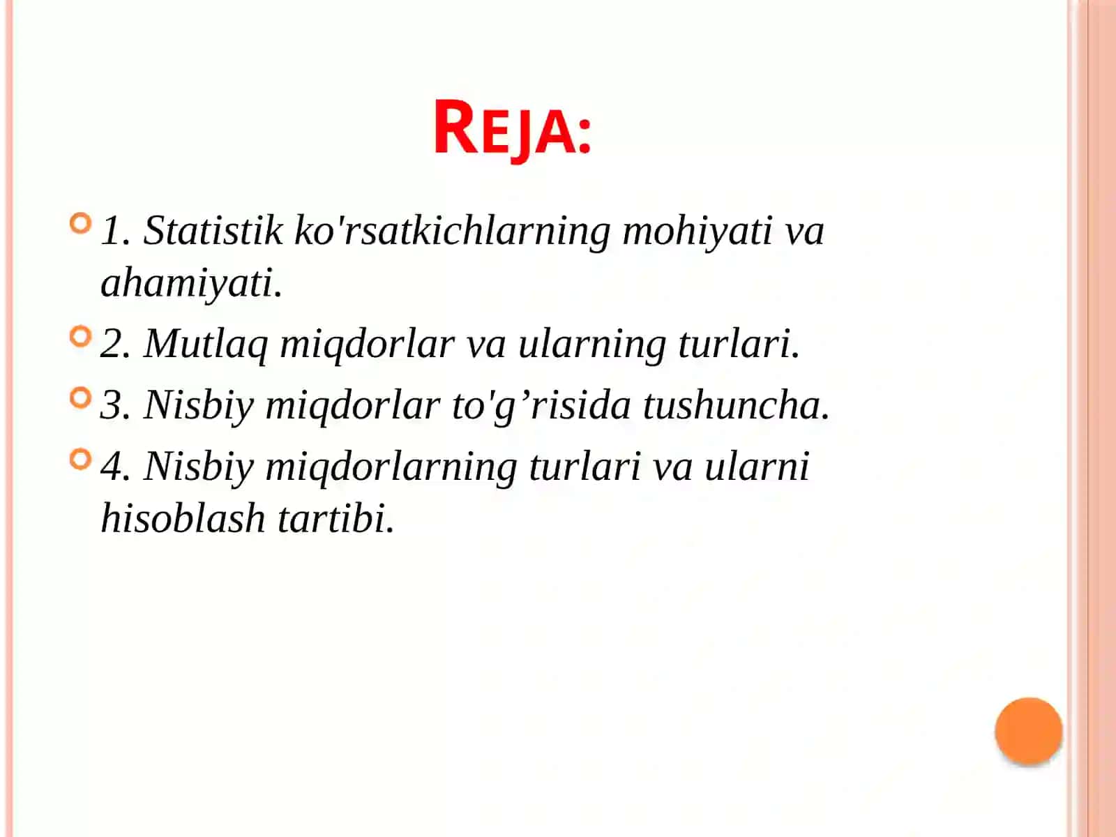 Tasviriy statistika ko’rsatkichlari 2