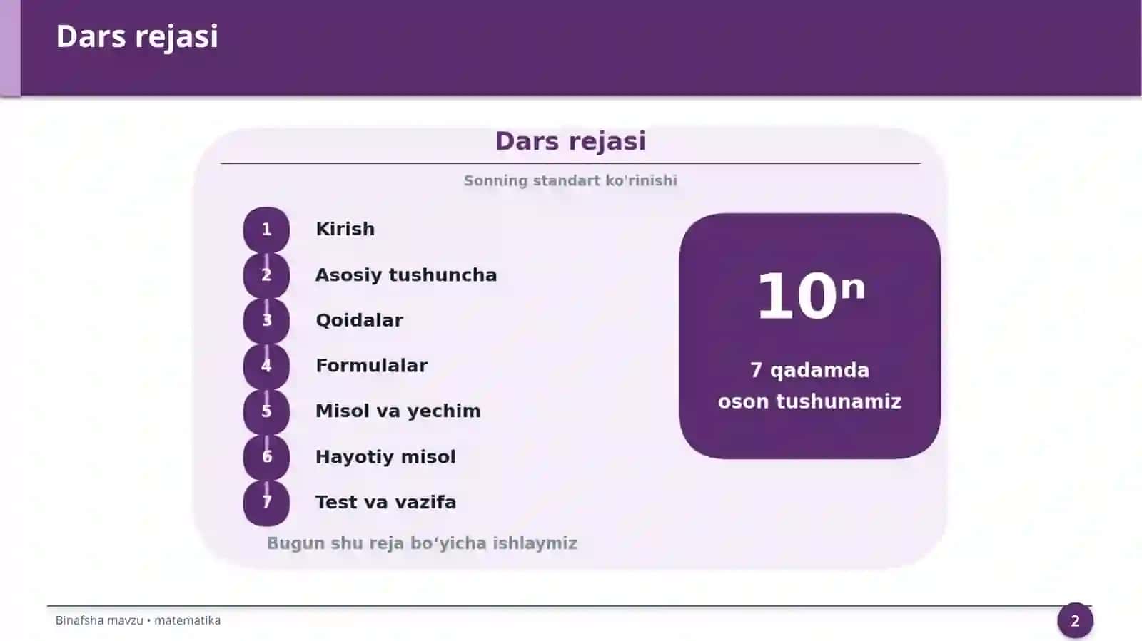 Sonning standart ko'rinishi 2