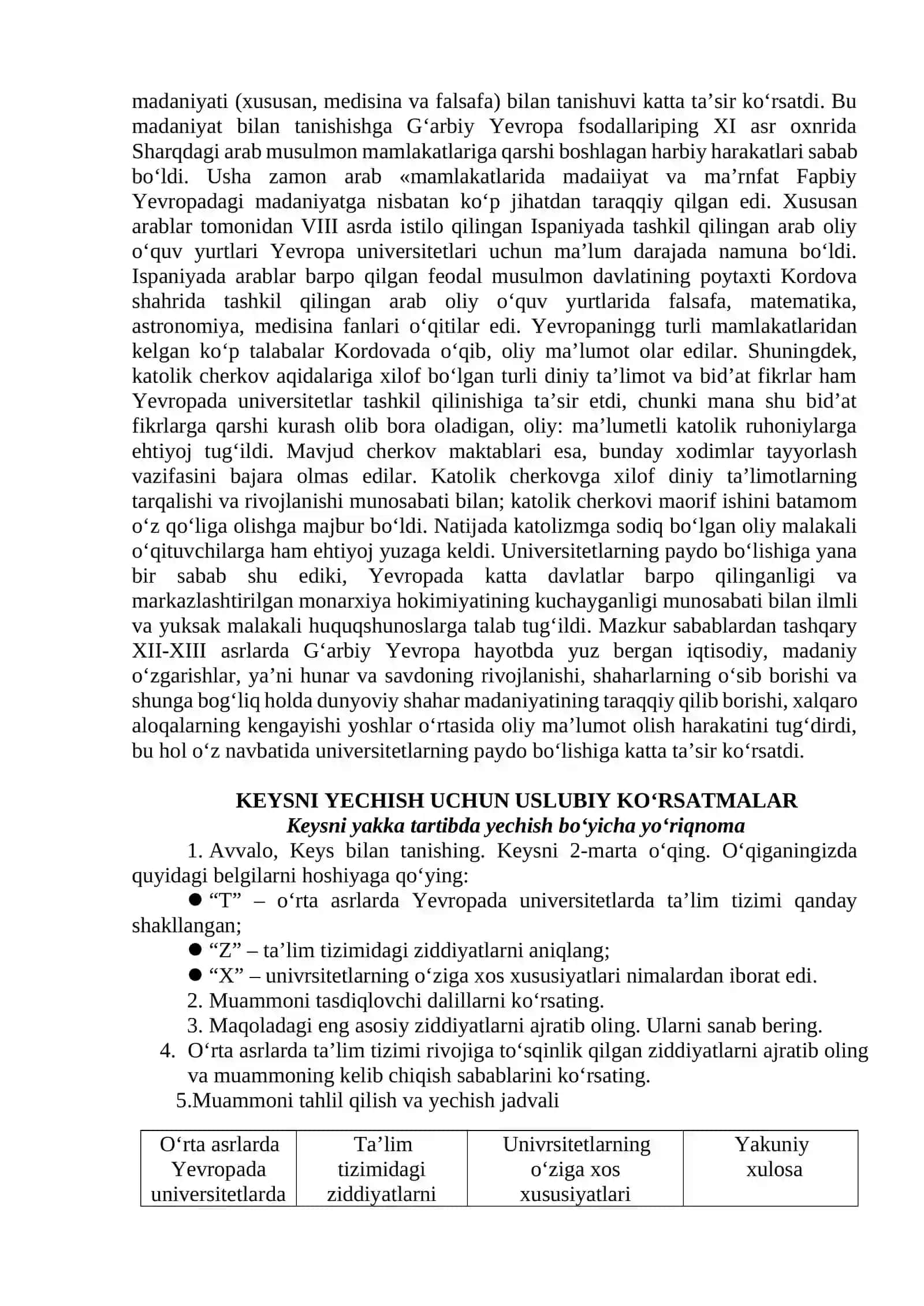 YEVROPADA DASTLABKI UNIVERSITETLARGA ASOS SOLINISHI 2