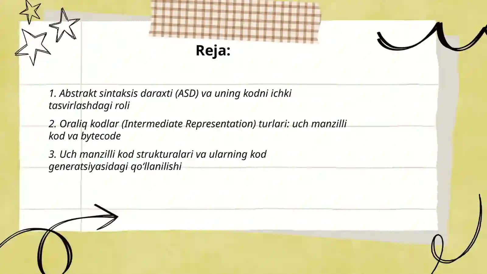 Kod generatsiyasi usullari: kodni ichki tasvirlash usullari, teskari polyak yozuvi 2