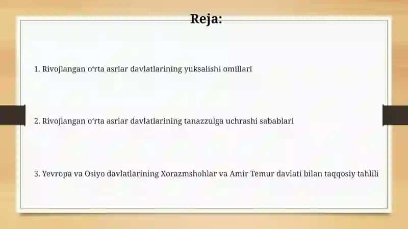 Rivojlangan O'rta Asr Davlatlarining Taqqosiy Tahlili 2