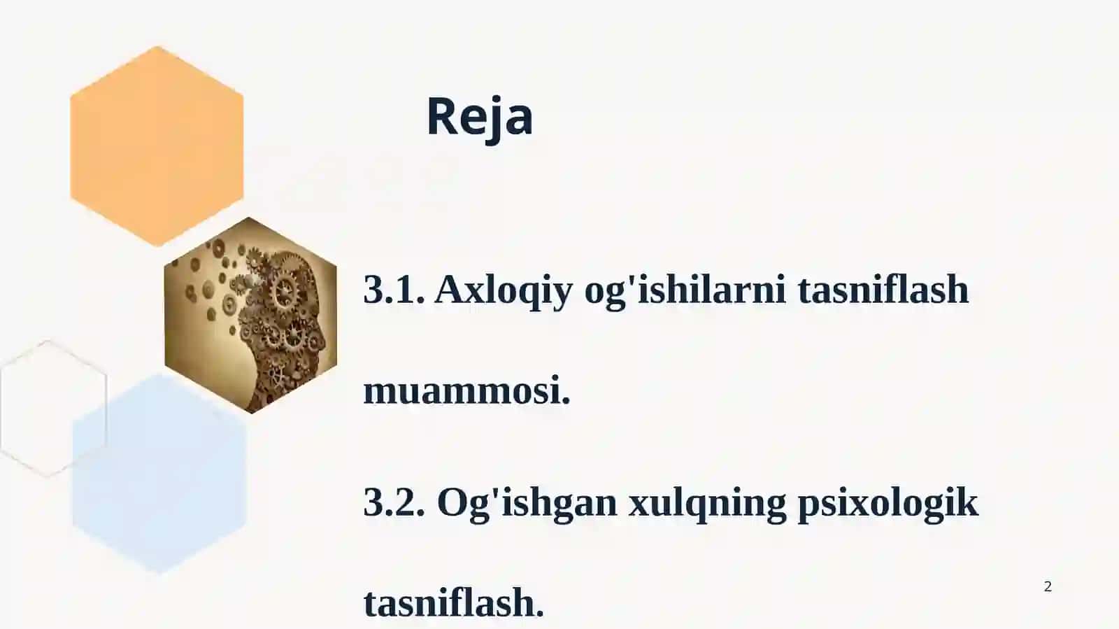 OG’ISHGAN XULQ KLASSIFIKATSIYASI 2