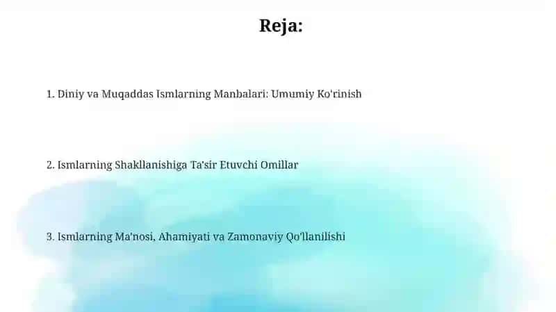 Diniy va muqaddas nomlarning kelib chiqishi 2