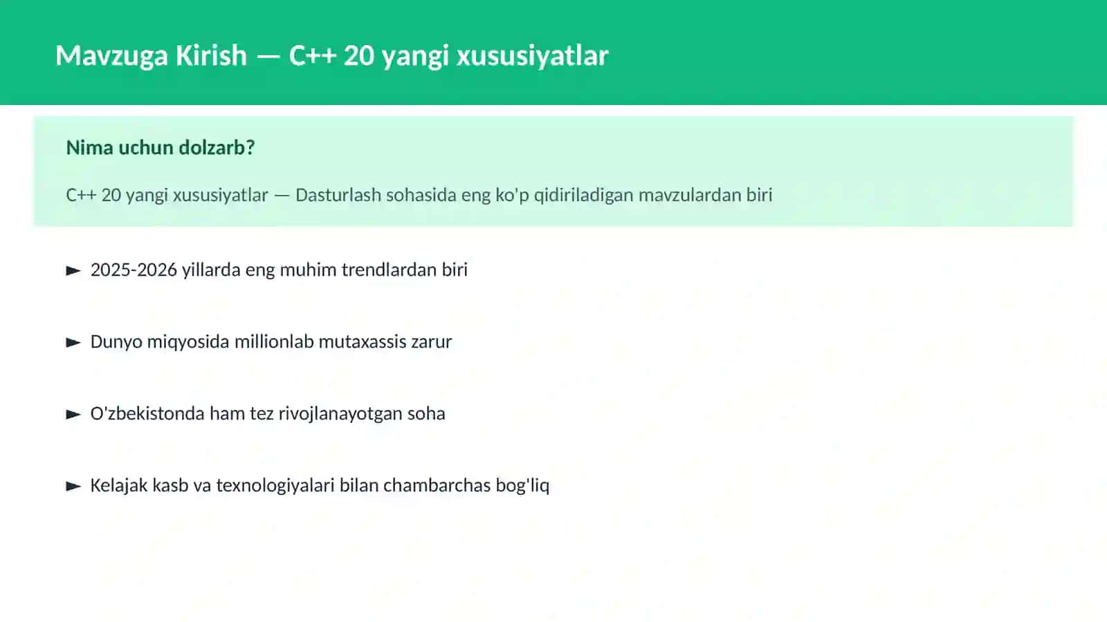 C++ 20 yangi xususiyatlar 2