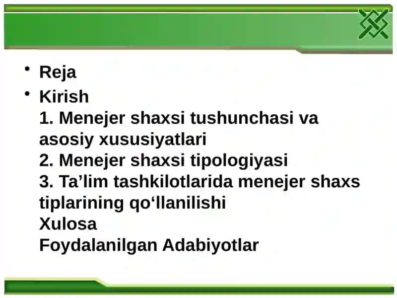 MENEJER SHAXSI TIPOLOGIYASI 2