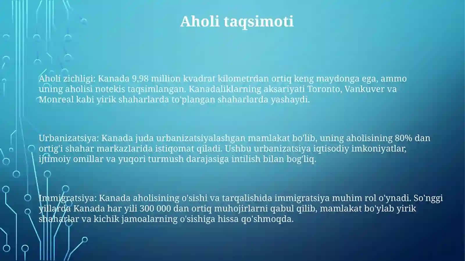Kanada AholisiHaqidaTaqdimot 2