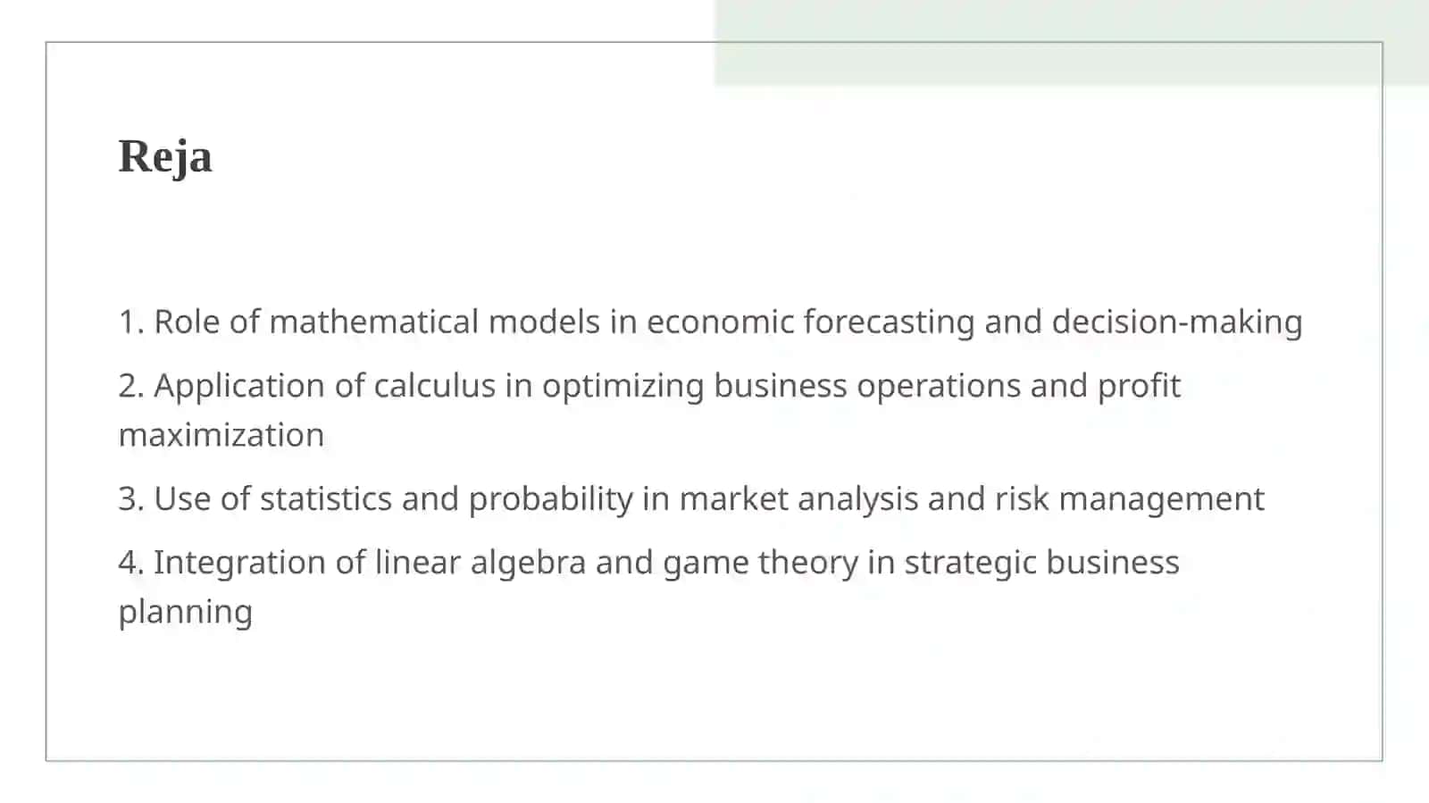 Mathematics in Economics and Business 2