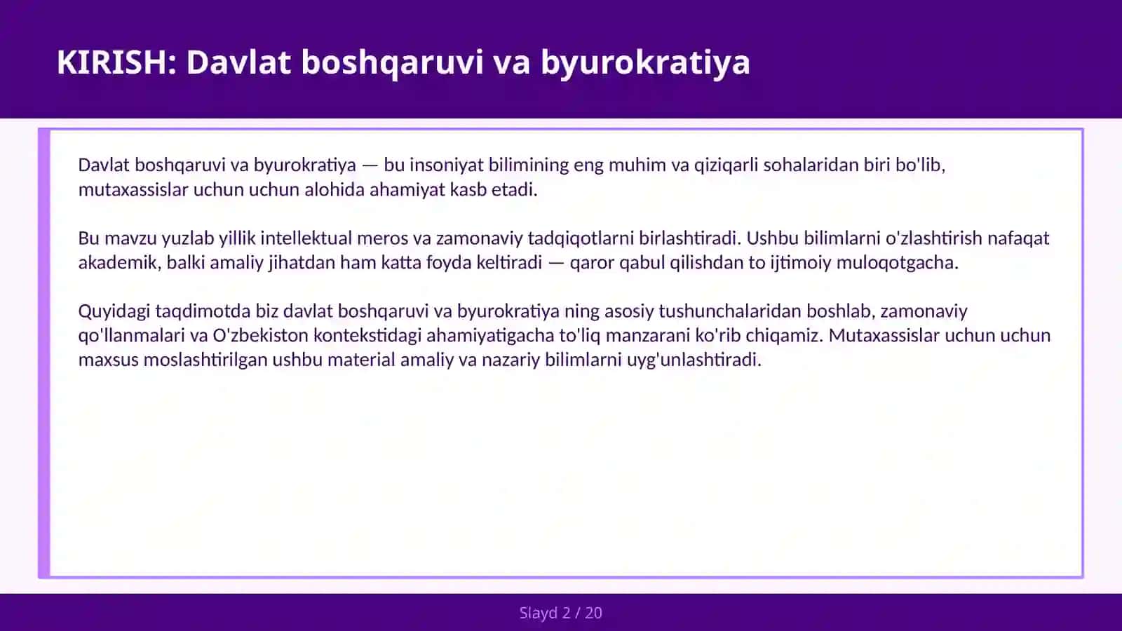 Davlat boshqaruvi va byurokratiya 2
