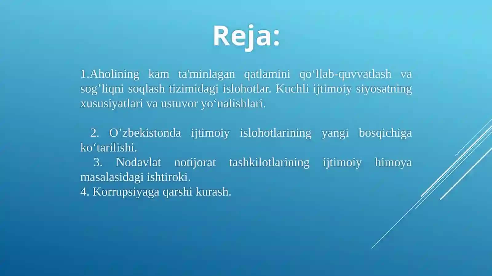 O’ZBEKISTON RESPUBLIKASIDAGI IJTIMOIY O’ZGARISHLAR 2