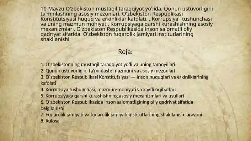 Tibbiyot talabalari uchun tarix fanidan 30slaydli mustaqil ish 2