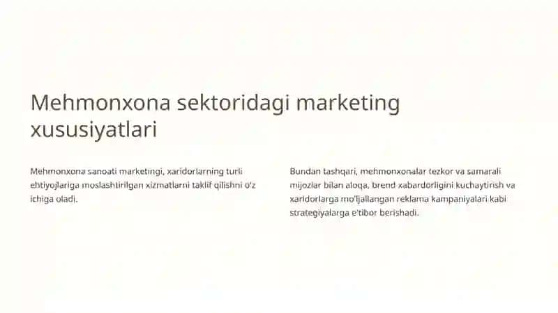 Mehmonxonalar sanoati marketing tahlili 2