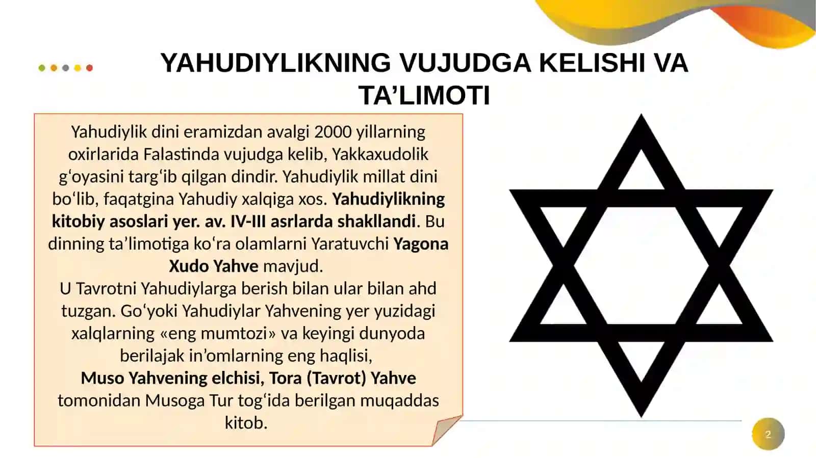 Yahudiylikning Vujudga Kelishi va Ta'limoti 2