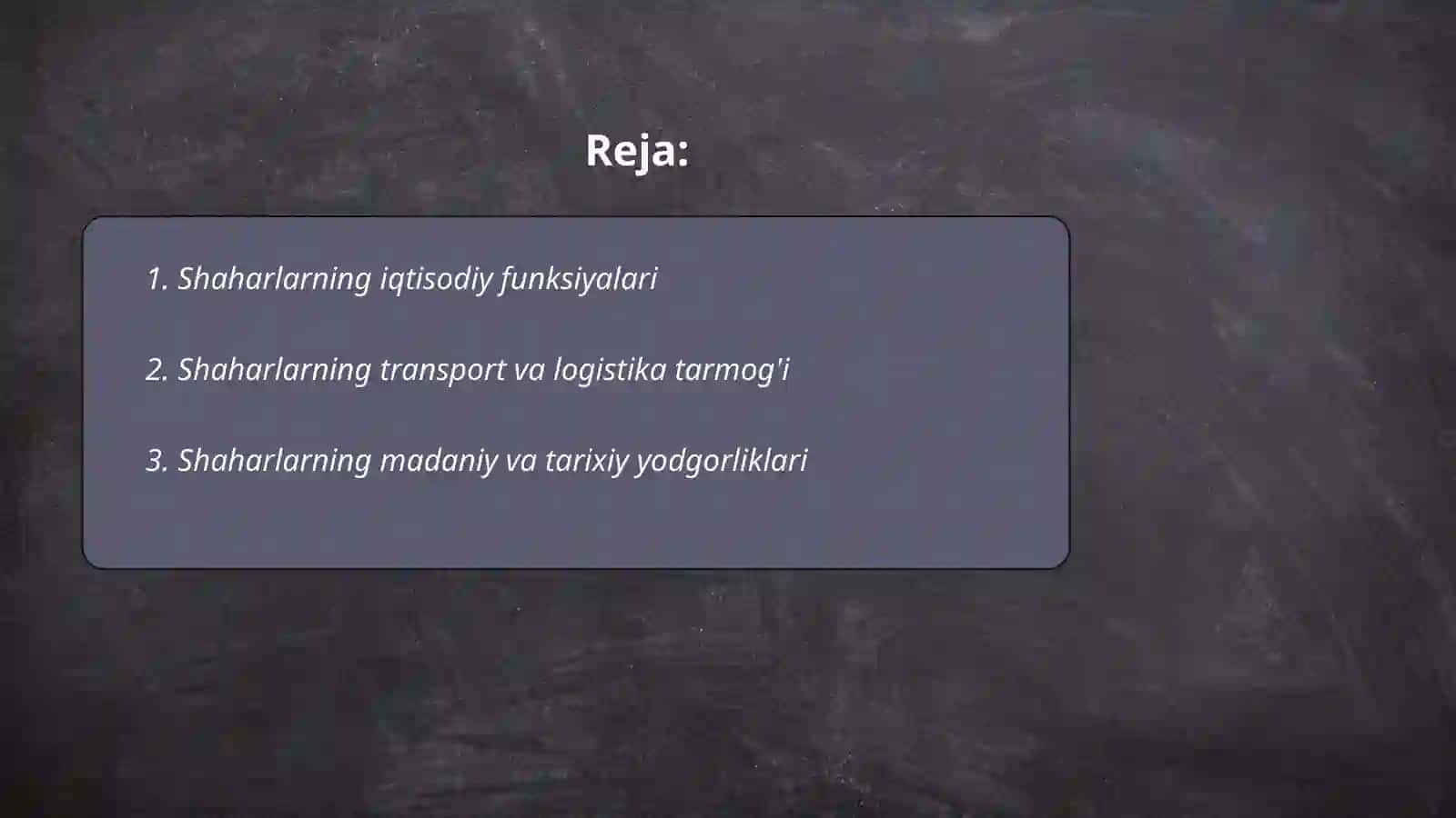 Shaharlarning funksiyalari va tiplari 2