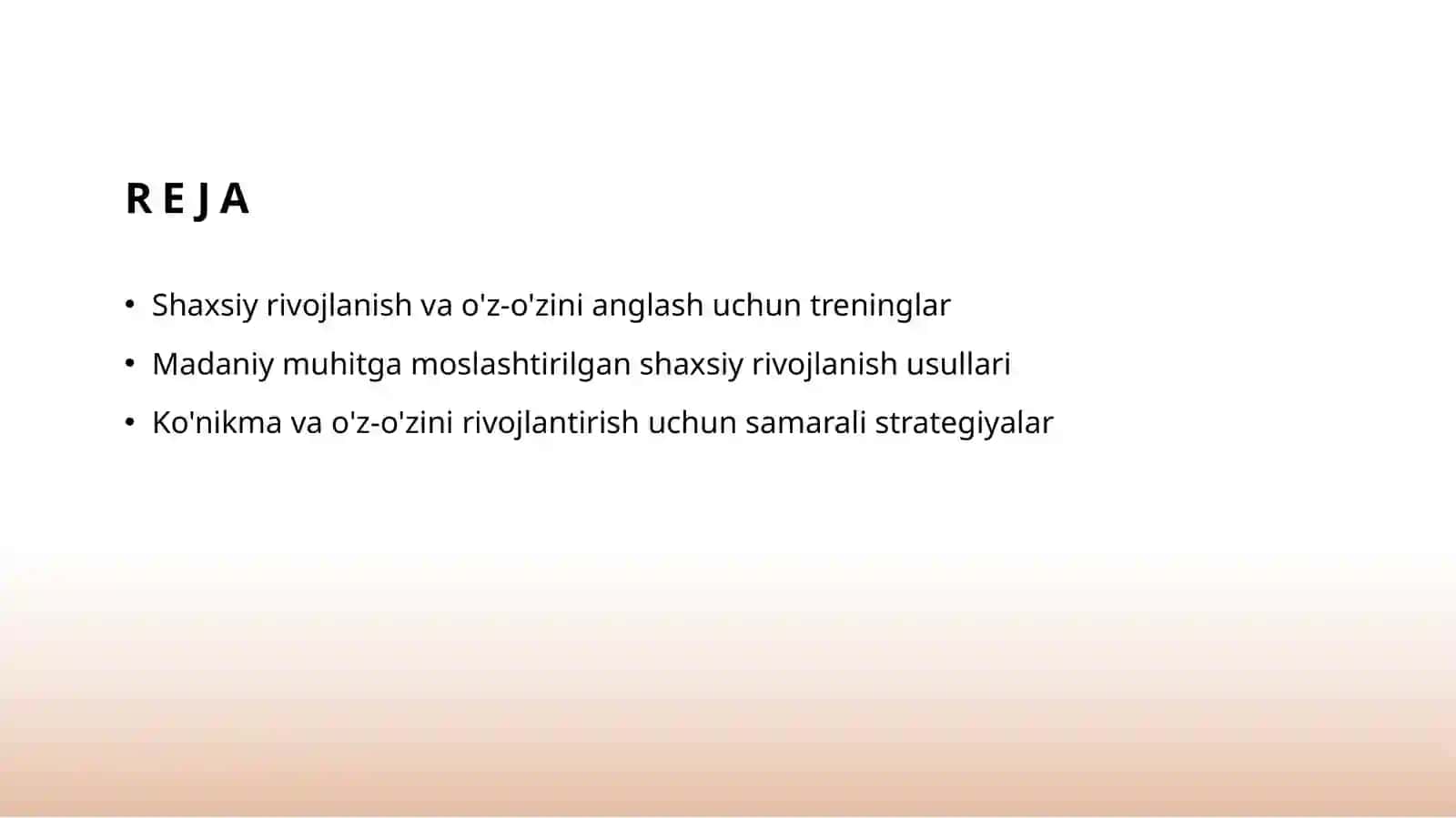 Shaxsni rivojlantirish treninglari 2