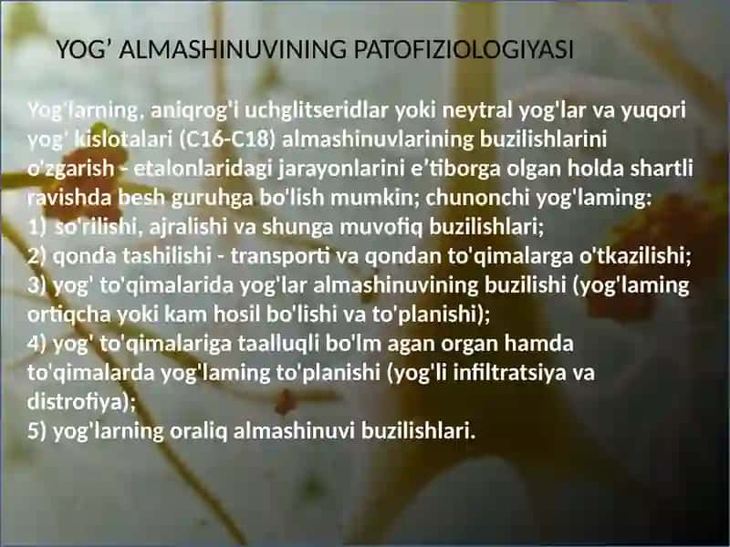YOG’LAR ALMASHINUVINING IRSIY BUZILISHLARI 2