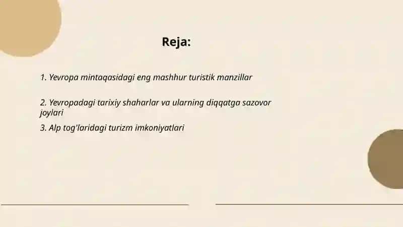Yevropa mintaqasi turistik resurslari 2