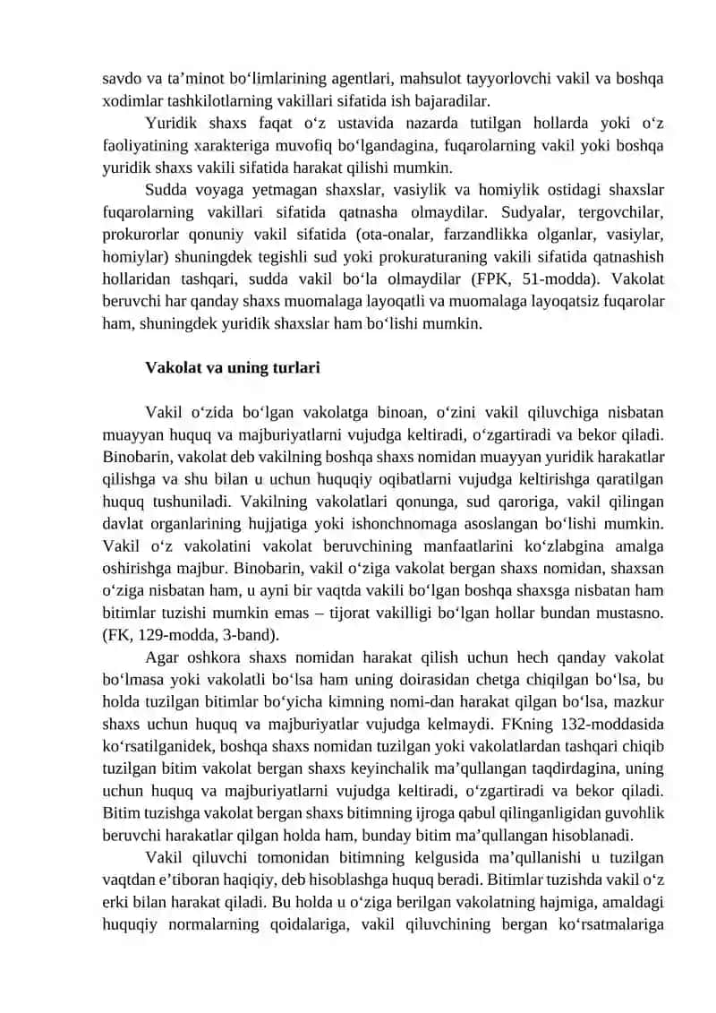 Vakillik va ishonchnoma 2